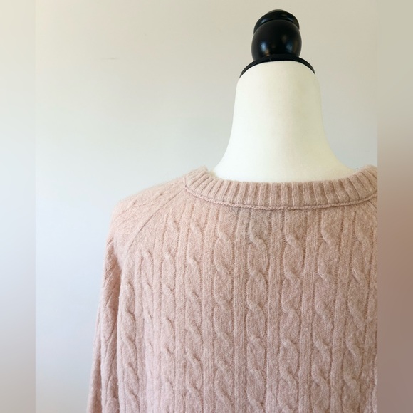 J CREW Pale Pink Cable Knit Sweater, Buttons - size XLarge - Picture 5 of 6